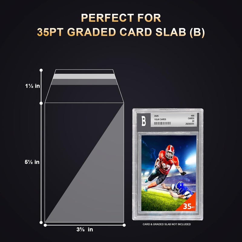 Comnge 300 ct Slab Sleeves for Graded Cards - Acid-Free Plastic Protector Sleeves, Perfect Fit for BGS Beckett Slab & Trading Card Slabs, Archival Quality Clear Protection from Scratches and Dust - Image 2